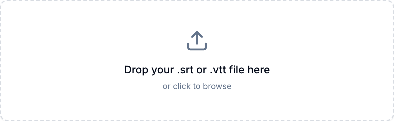 The subtitle text extractor upload zone