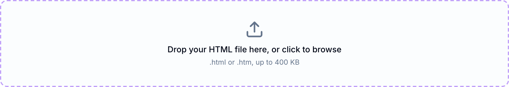 The HTML Translator upload zone, ready for an email template file