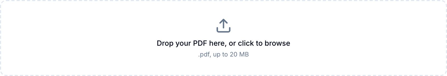 The PDF translator upload zone with the language pickers above it